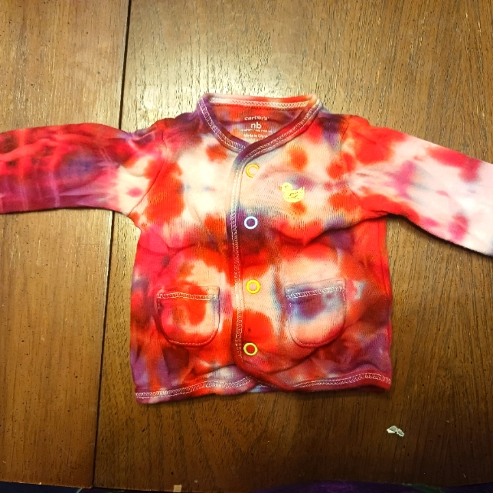 Hand tie-dyed 0-3 month 100% cotton shirt